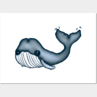 Cute Humpback Whale Drawing Posters and Art